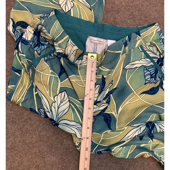 Tommy Bahama Pants Womens 6 Silk Floral Wide Leg Capri Tropical Cropped Green - Picture 4 of 7